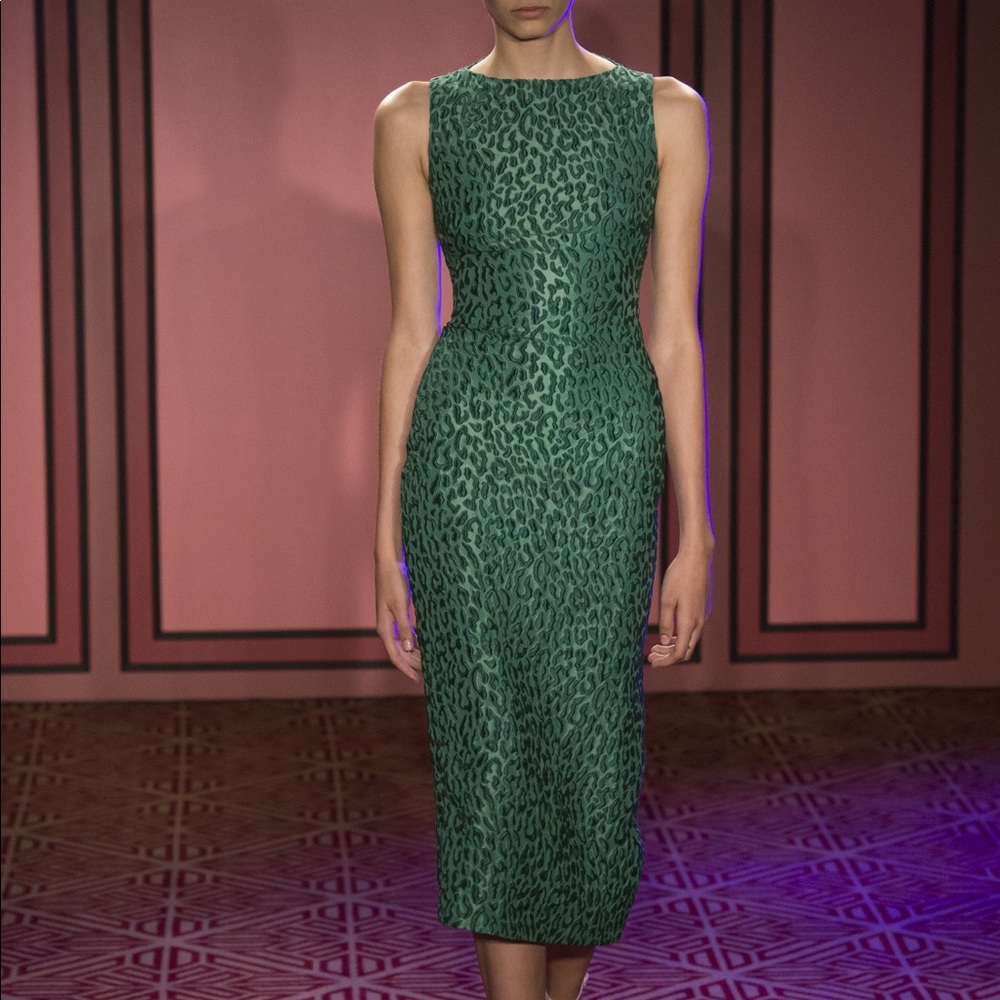 Brandon Maxwell Boat Neck Emerald Green Dress